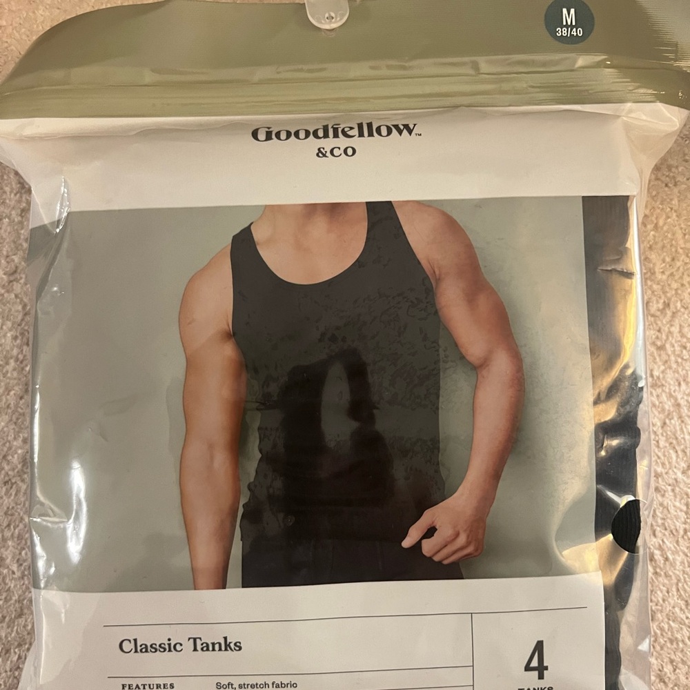 good fellow black undershirts in medium a pack of four !